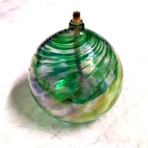 Vintage 1980's Artisan Made Glass Blown Oil Candle